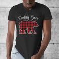 Daddy Dad Bear Pajama Red Buffalo Xmas Family Christmas Men's V-Neck T-Shirt