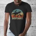 Daddy Dinosaur Daddysaurus 3 Three Kids Xmas Men's V-Neck T-Shirt