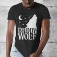 Daddy Wolf Matching Family Tribe Wolves Moon Men's V-Neck T-Shirt