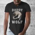Daddy Wolf Wolves Dad Moon Fathers Day Men's V-Neck T-Shirt
