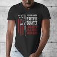 Daughter Gun Shovel Alibi Mom Dad Guns Joke -ON Back Men's V-Neck T-Shirt