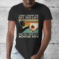 I Didn't Choose The Cat Dad Life Funny Cat Lovers Vintage Men's V-Neck T-Shirt