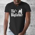 The Dogfather Tee Fathers Day Dad Dog Lover Schnauzer For Men Women Girls Kids Men's V-Neck T-Shirt