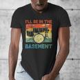 Drumming Basement Drum Set Drummer Rock Dad Grandpa Men's V-Neck T-Shirt
