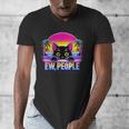Ew Cat Misanthrope Introvert Synthwave 80s Men's V-Neck T-Shirt