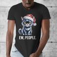 Ew People Christmas Cat Santa Hat Dad Introvert Men's V-Neck T-Shirt Ew People Christmas Cat Santa Hat Dad Introvert Men's V-Neck T-Shirt