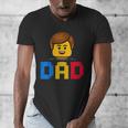 Family Dad Master Builder Building Bricks Blocks Fathers Day Men's V-Neck T-Shirt