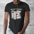 Never Forget VHS Tape Cassette Floppy Disk Nostalgia 80s 90s Men's V-Neck T-Shirt