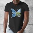 Frutiger Aero Aesthetic Butterfly Computer Fishes Scenery Men's V-Neck T-Shirt