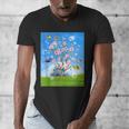 Frutiger Aero Aesthetic Tech Cherry Blossom Fishes Bubbles Men's V-Neck T-Shirt