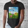 Frutiger Aero Aesthetic Tech Scenery Fishes Sunflower Men's V-Neck T-Shirt Frutiger Aero Aesthetic Tech Scenery Fishes Sunflower Men's V-Neck T-Shirt