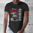 Fun Trendy UFO Sloth Graduation Class Of 2024 Senior Men's V-Neck T-Shirt