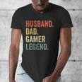 Gamer Husband Dad Video Game Legend Father's Day Men's V-Neck T-Shirt
