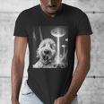 Goldendoodle Alien UFO Taking a Selfie Dog Mom Dad Men's V-Neck T-Shirt