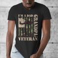 Grandpa Veteran Fathers Day Dad Veteran Camo American Flag Men's V-Neck T-Shirt