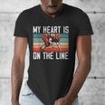 My Heart Is On The Line Football Mom Dad Offensive Lineman Men's V-Neck T-Shirt
