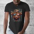 Highland Cow 4th July USA Flag Dad Father America Men Boys Men's V-Neck T-Shirt