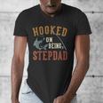 Hooked On Being Stepdad Father's Day Fishing Stepdad Men's V-Neck T-Shirt