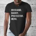 Husband Daddy Protector Hero For Dad Wife Small Men's V-Neck T-Shirt
