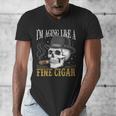 I'm Aging Like a Fine Cigar Skull Dad Retro Adult Men's V-Neck T-Shirt