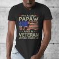 I'm A Dad Papaw And Veteran Retro Dad Papa Grandpa Men's V-Neck T-Shirt