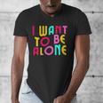 Introvert I Want To Be Alone Retro Wavy Men's V-Neck T-Shirt Introvert I Want To Be Alone Retro Wavy Men's V-Neck T-Shirt