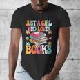 Just A Girl Who Loves Books Reading Cute Bookworm Girls Kids Men's V-Neck T-Shirt
