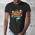 Kids Ka-Blam 7 Year Old Boys 7th Birthday Comic Book Super Hero Men's V-Neck T-Shirt Kids Ka-Blam 7 Year Old Boys 7th Birthday Comic Book Super Hero Men's V-Neck T-Shirt