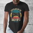 I Leveled Up To Dad Of 2 2026 Promoted To Dad Of Two Kids Men's V-Neck T-Shirt