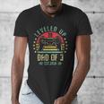 I Leveled Up To Dad Of 3 2026 Promoted To Dad Of Three Kids Men's V-Neck T-Shirt