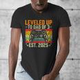 Leveled Up To Dad Of 3 Three Daddy Again 2025 Father's Day Men's V-Neck T-Shirt