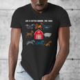 Life Is Better Around The Farm Nostalgia Trendy Men's V-Neck T-Shirt