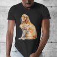 I Love Dad Patriotic Golden Retriever Canine Dog Lover Men's V-Neck T-Shirt