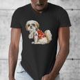 I Love Dad Tattoo Shih Tzu Dad Father's Day Men's V-Neck T-Shirt