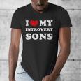 I Love My Introvert Sons I Heart My Introvert Sons Men's V-Neck T-Shirt