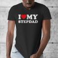 I Love My Step-Dad Heart Family Grandpa StepDad Bonus Dad Men's V-Neck T-Shirt