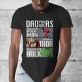Marvel Father's Day Spider-Man Thor Hulk Dad Attributes Men's V-Neck T-Shirt