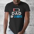 Matching Father's Day Low Battery Dad Of 3 Boys Men's V-Neck T-Shirt