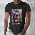 Mom & Dad Of a Basshole Basset Hound With Glasses -Adults Short Sleeve Men's V-Neck T-Shirt