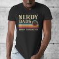 Nerdy Dads Build Character Retro Fathers Day Daddy Papa Men Men's V-Neck T-Shirt