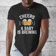 New Dad Baby Shower Cheers A Baby Is Brewing Men's V-Neck T-Shirt