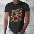 Nurse Graduation I Survived My Wife'S Nursing Degree Nurse Men's V-Neck T-Shirt