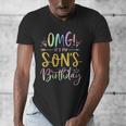 OMG It's My Son's Birthday Happy Bday Tie Dye Mom Dad Men's V-Neck T-Shirt