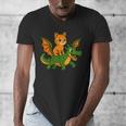 Orange Cat Dragon Riding Animal Lover Mom Dad Kids Men's V-Neck T-Shirt