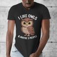 I Like Owls And Maybe 3 People Introvert Humor Casual Men's V-Neck T-Shirt