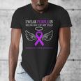 Pancreatic Cancer I Wear Purple In Memory Of My Dad Men's V-Neck T-Shirt