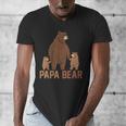 Papa Bear Dad Two Cubs Daddy Bear 2 Kids Father's Day Men's V-Neck T-Shirt