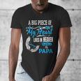 My Papa Lives In Heaven Shirt Memorial Day Papa Dad Grandpa Men's V-Neck T-Shirt