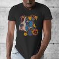 Pitbull Floral Dog Lover Vintage Flower Art Pitbull Mom Dad Men's V-Neck T-Shirt