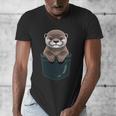 Pocket Otter Lover Introvert Cute Animal Fun Surprise Men's V-Neck T-Shirt